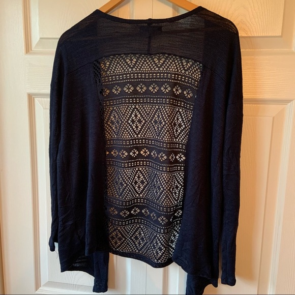 Aeropostale Size large Women’s Black Knit Open Front Cardigan Navy - Picture 4 of 8